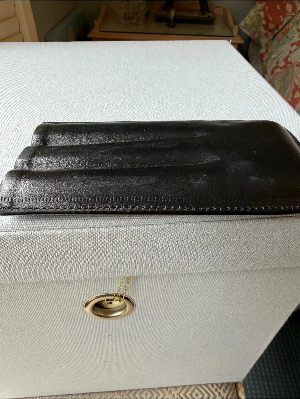 Black Leather 3-Slot Cigar Case Pouch